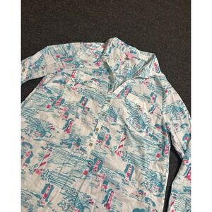 Lilly Pulitzer Long Sleeve Button Down Shirt "Watch Out Lighthouse" Womens Large